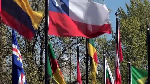 (Updated version) Close Up of International Flags Stock Footage 81867099