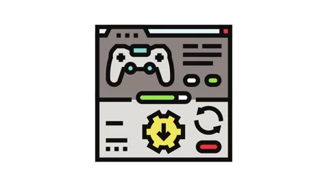 Updates game development color icon animation Stock Footage 326105465