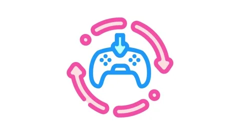 Updates game development color icon animation Stock Footage 327266977
