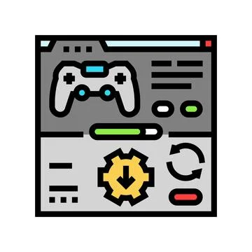 Updates game development color icon vector illustration Stock Illustration