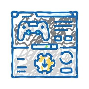 Updates game development icon doodle illustration Stock Illustration
