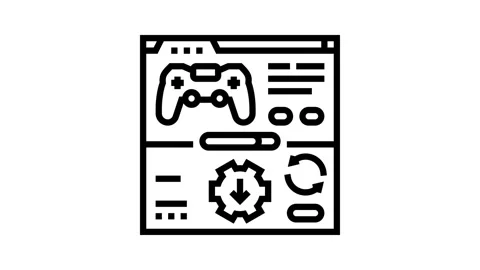 Updates game development line icon animation Stock Footage 326131513