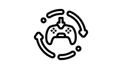 Updates game development line icon animation Stock Footage 326760429