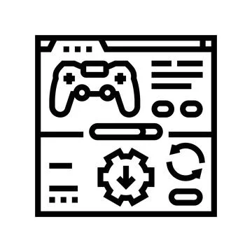 Updates game development line icon vector illustration Stock Illustration
