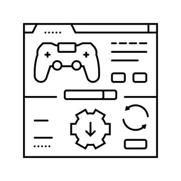 Updates game development line icon vector illustration Illustrazione stock
