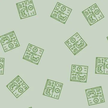 Updates game development line seamless pattern Illustrazione stock