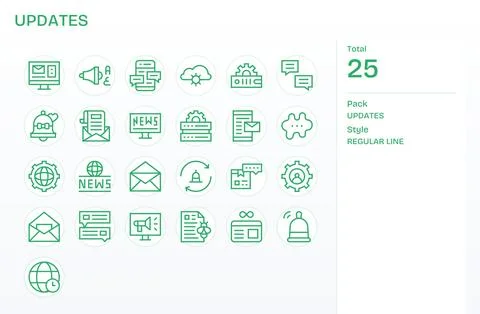 Updates Vector Graphics Pack including 25 Regular Line High Resolution Pixe.. Stock Illustration