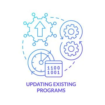 Updating existing programs blue gradient concept icon Stock Illustration
