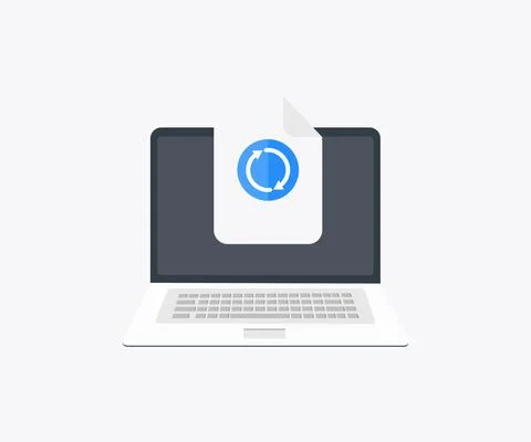 Updating file on computer or upgrading software logo design. イラスト素材