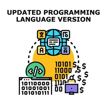 Updating programming language version with global connection Stock-Illustration