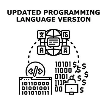 Updating programming language version with global connection Stock Illustration