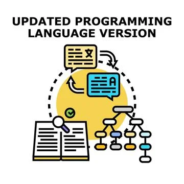 Updating programming language version with new features 库存插图