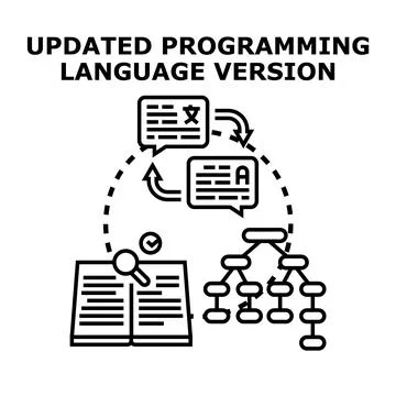 Updating programming language version with new features Stock Illustration