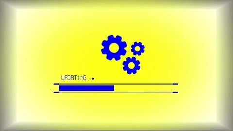 Updating progress bar with spinning gears graphic animation motion footage Stock Footage 341228944