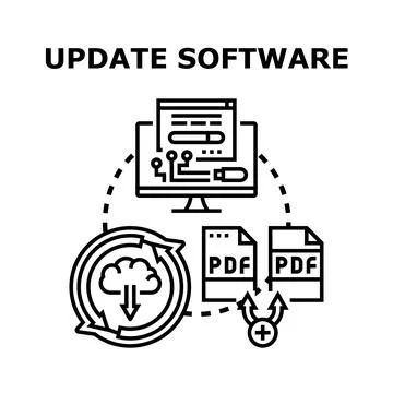 Updating software operating system data syncing process 库存插图