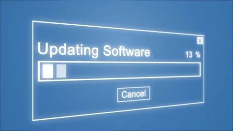 Updating Software Process Animation on Blue Background Stock Footage 106939064