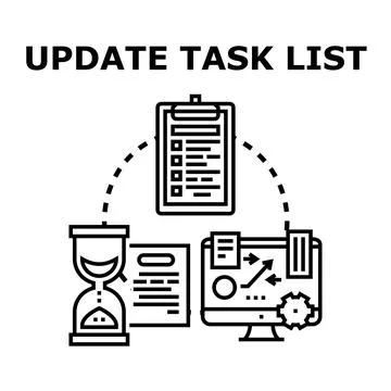 Updating task list for optimal business process planning Stock Illustration
