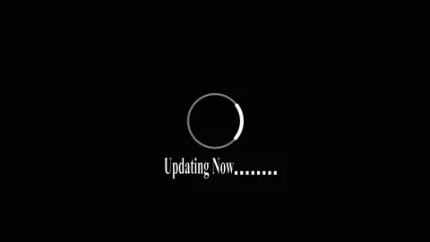 Updating text animation with loading circle. Updating text digital system p.. Stock Footage 337616908