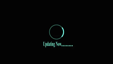Updating text animation with loading circle. Updating text digital system p.. Stock Footage 337616913