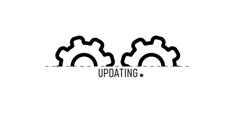 Updating text with two black spinning gear icon animation on white backgrou.. Vídeos de archivo 346490779