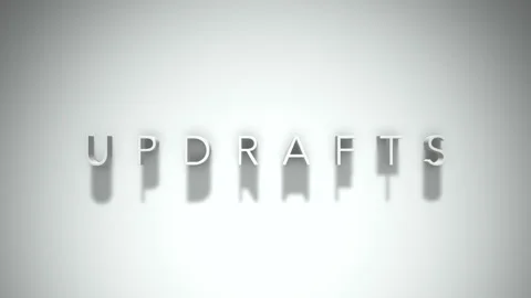 Updrafts 3D title animation with shadows on a white background 스톡 동영상 296613305