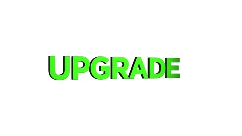 Upgrade 3d text word animation with vertically rotating motion video Stock Footage 313832114