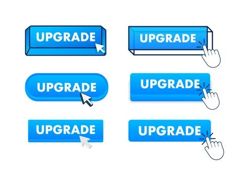 Upgrade Button with pointer clicking. Upgrade web buttons set. User interface Stock Illustration