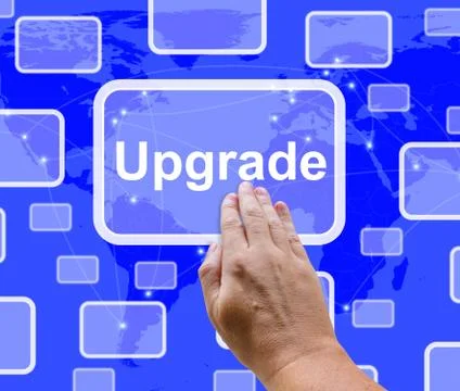 Upgrade button showing software updates to fix applications Stock Illustration