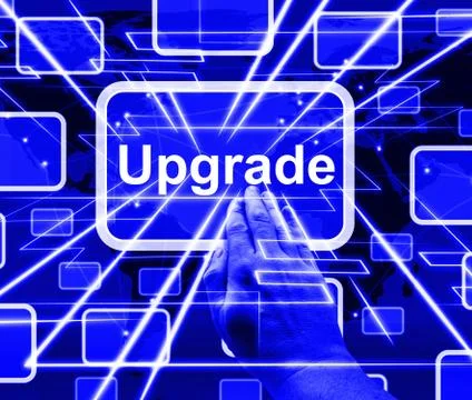 Upgrade Button Showing Software Updates 3d Illustration Illustrazione stock