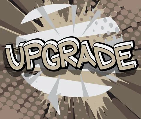 Upgrade. Comic book word text on abstract comics background. Retro pop art st Stockillustratie