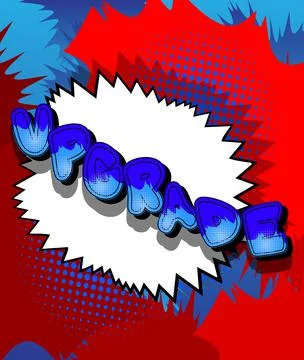 Upgrade. Comic book word text on abstract comics background. Retro pop art st Illustrazione stock