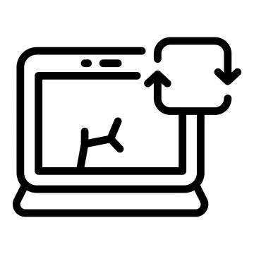 Upgrade computer icon, outline style Stock Illustration