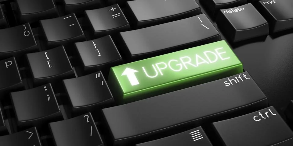 Upgrade - computer keyboard - 3D illustration Stock Illustration