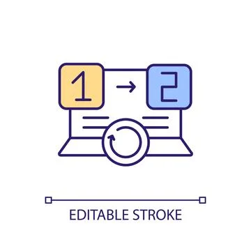 Upgrade computer software to actual version RGB color icon Illustrazione stock