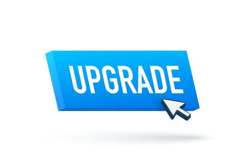 Upgrade flat blue button on white background. Vector illustration design. Illustrazione stock