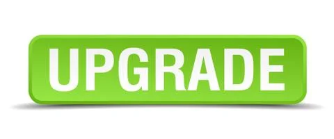 Upgrade green 3d realistic square isolated button Stock Illustration