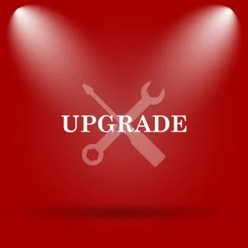 Upgrade icon. Flat icon on red background.. Illustrazione stock
