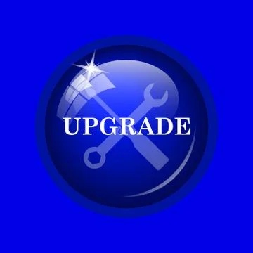Upgrade icon. Internet button on blue background. . Stock Illustration