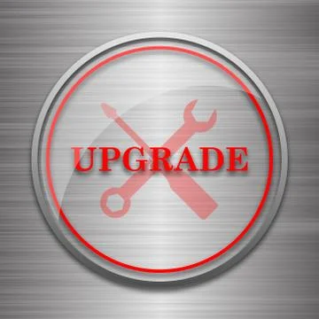 Upgrade icon. Internet button on metallic background.. Stock Illustration