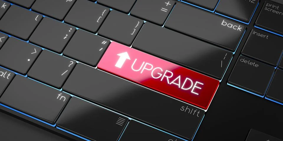 Upgrade - modern computer keyboard - 3D illustration Stock Illustration