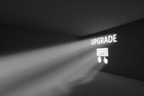 UPGRADE rays volume light concept 3d illustration Illustrazione stock