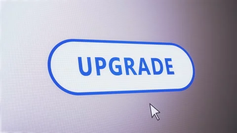 Upgrade rounded button label tag icon pixelated screen computer website click an Stock Footage 144219618