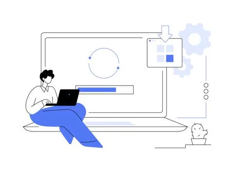 Upgrade software abstract concept vector illustration. Stock Illustration