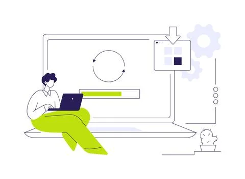 Upgrade software abstract concept vector illustration. Stock Illustration