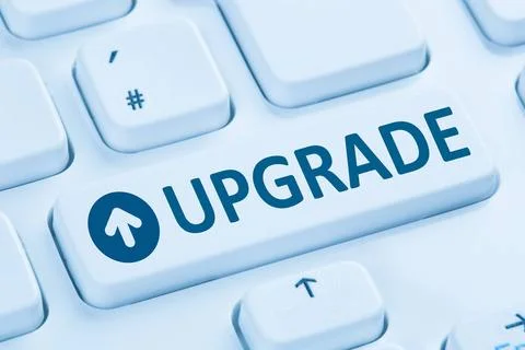 Upgrade upgraden Software Programm blau Computer Tastatur Upgrade upgraden... Foto stock