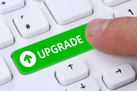 Upgrade upgraden Software Programm Symbol auf Computer Tastatur Upgrade up... Stock Photos