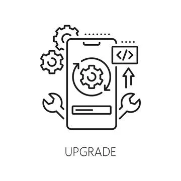 Upgrade, web app develop and optimization icon Stock Illustration
