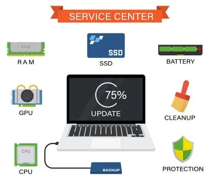 Upgrade your laptop with new components Stock Illustration
