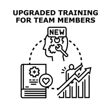 Upgraded training for team members developing skills Stock Illustration