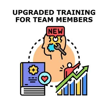 Upgraded training for team members developing skills Stock Illustration